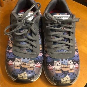 Skechers Women's Cat Pattern Sneakers - Gray and Multicolor